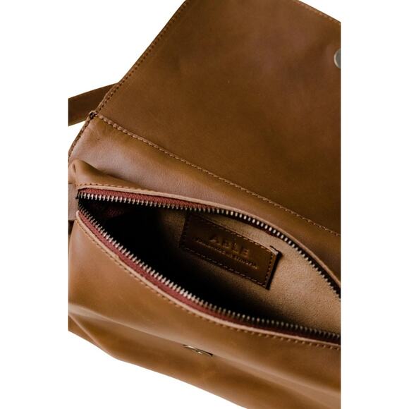 ABLE Perry Braided Shoulder Purse Whiskey Brown Genuine Leather Classic - Picture 11 of 12